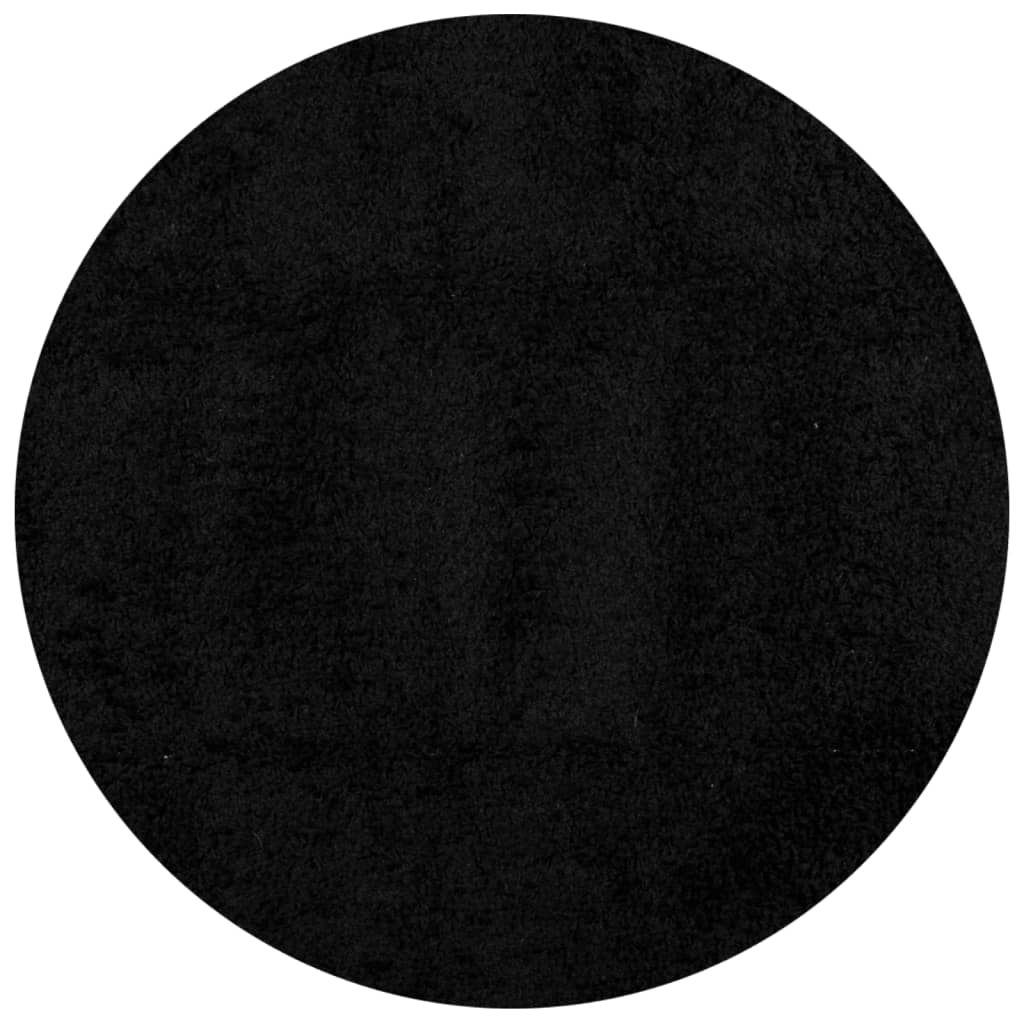 Tappeto Shaggy PAMPLONA a Pelo Lungo Moderno Nero Ø 200 cm