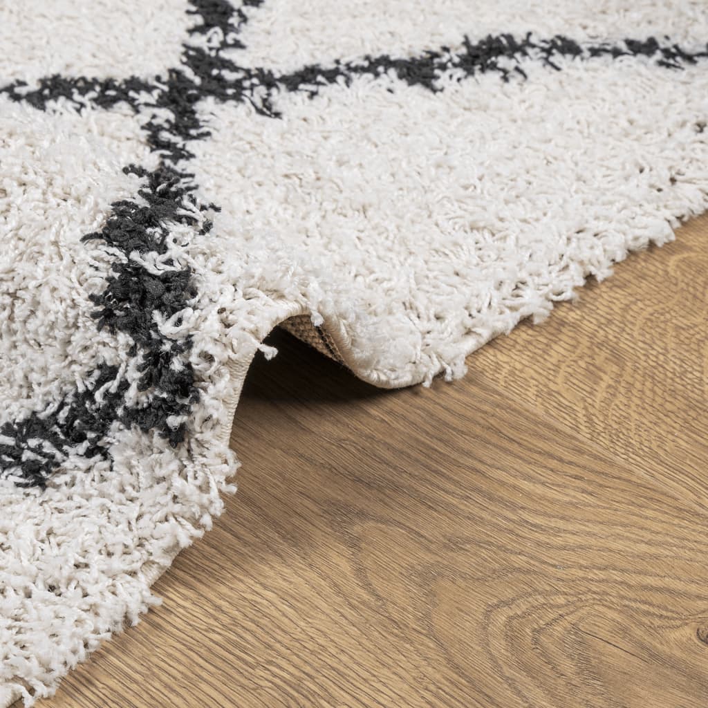 Tappeto Shaggy PAMPLONA a Pelo Lungo Crema e Nero 100x200 cm
