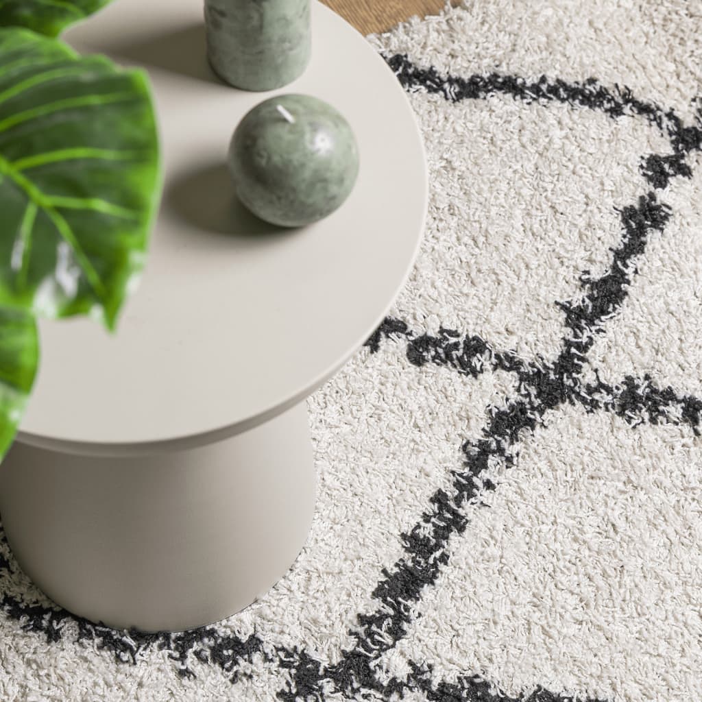 Tappeto Shaggy PAMPLONA a Pelo Lungo Crema e Nero 100x200 cm
