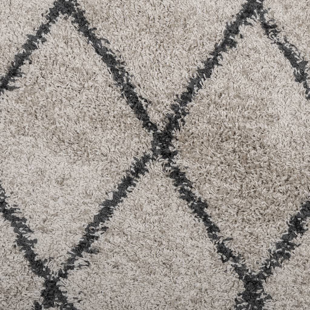 Tappeto Shaggy PAMPLONA a Pelo Lungo Beige e Antracite 80x250cm