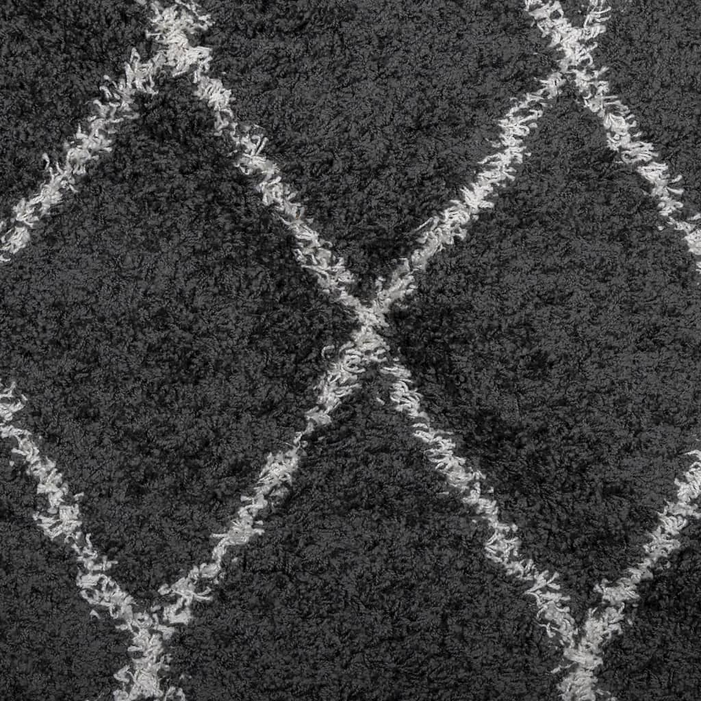 Tappeto Shaggy PAMPLONA a Pelo Lungo Nero e Crema 160x160 cm