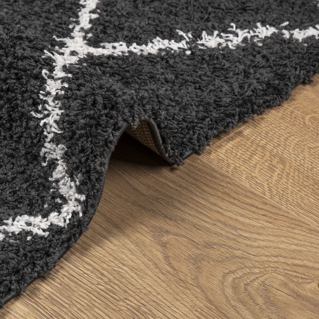 Tappeto Shaggy PAMPLONA a Pelo Lungo Nero e Crema 240x340 cm