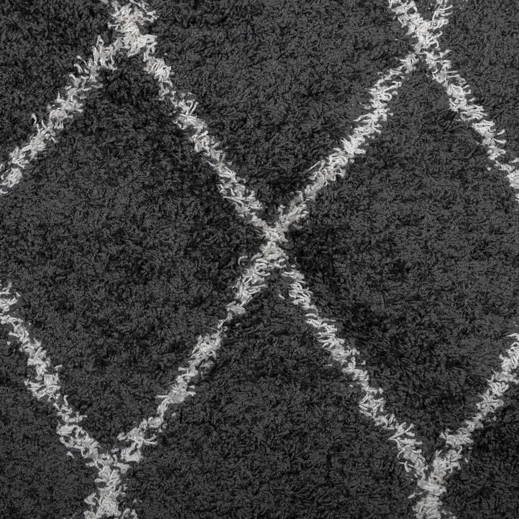 Tappeto Shaggy PAMPLONA a Pelo Lungo Nero e Crema 240x340 cm