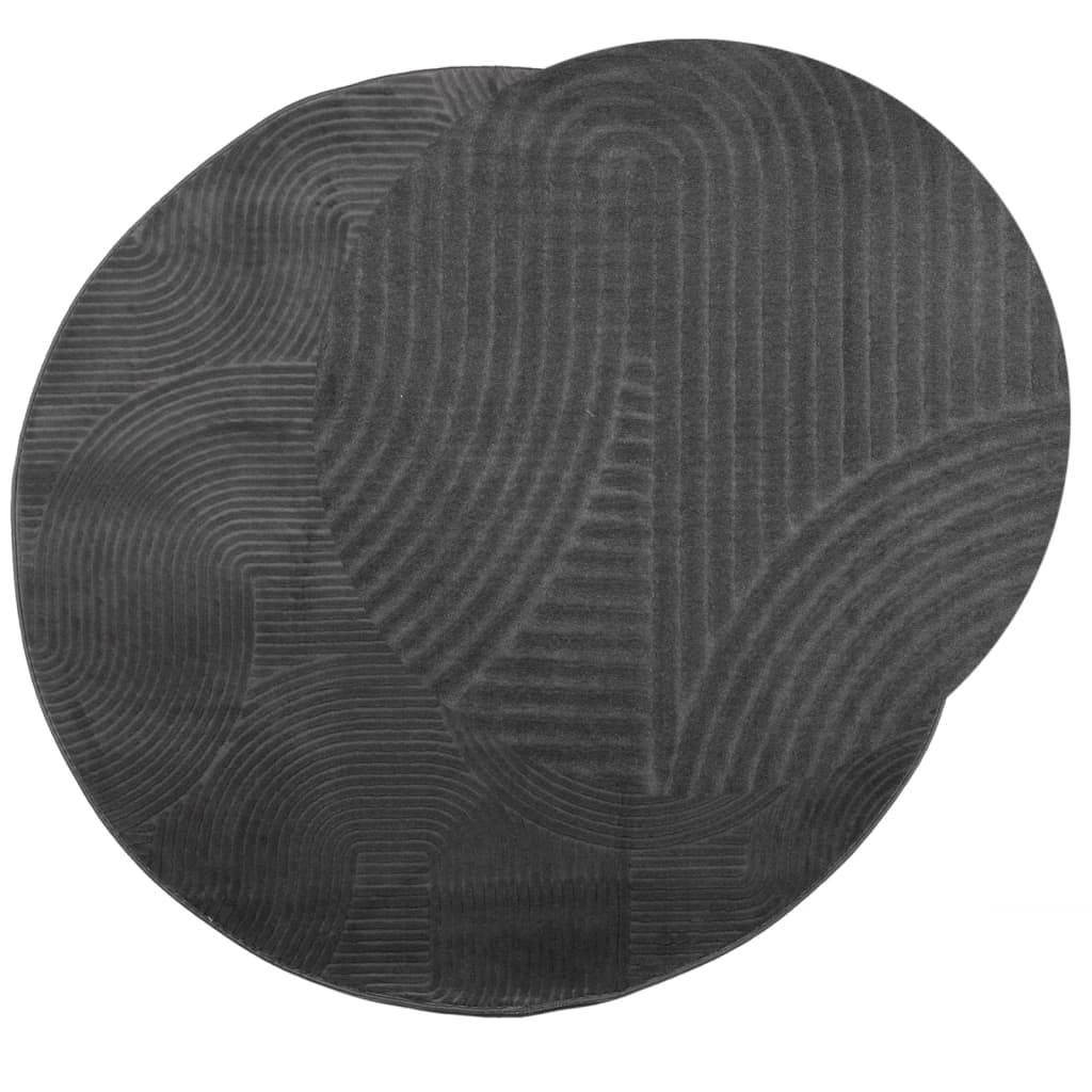 Tappeto IZA a Pelo Corto con Aspetto Scandinavo antracite Ø80cm
