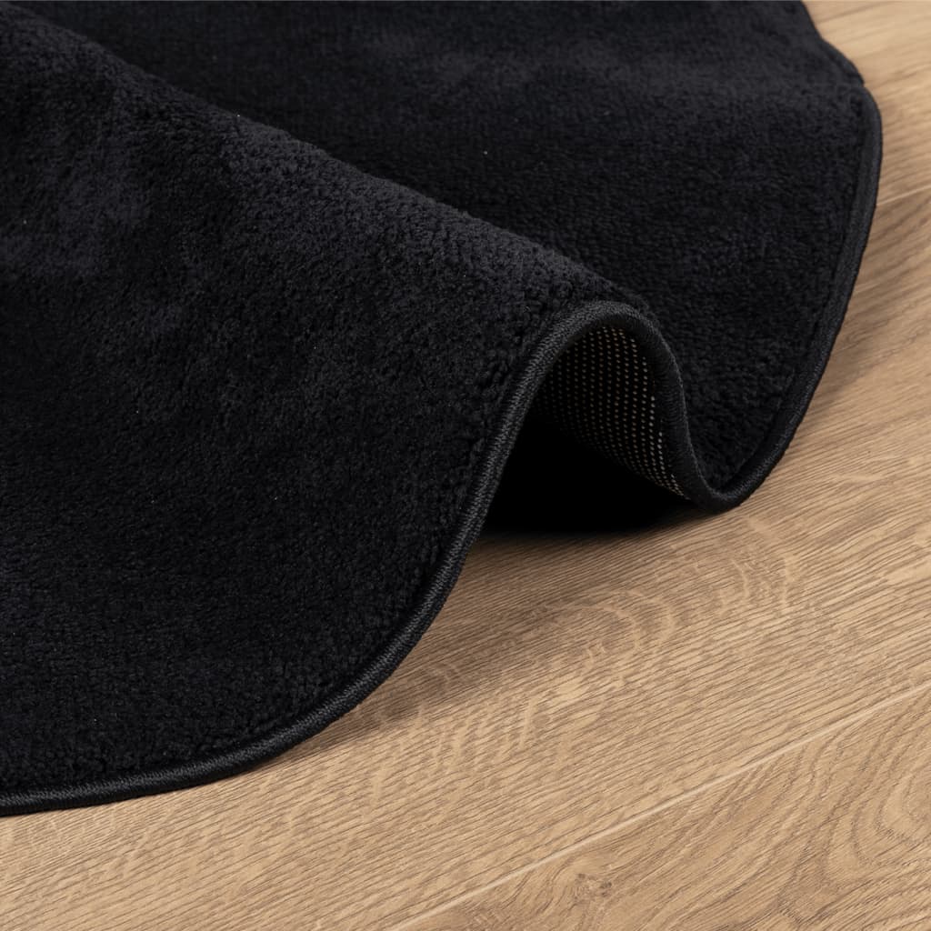 Tappeto OVIEDO a Pelo Corto Nero Ø 80 cm