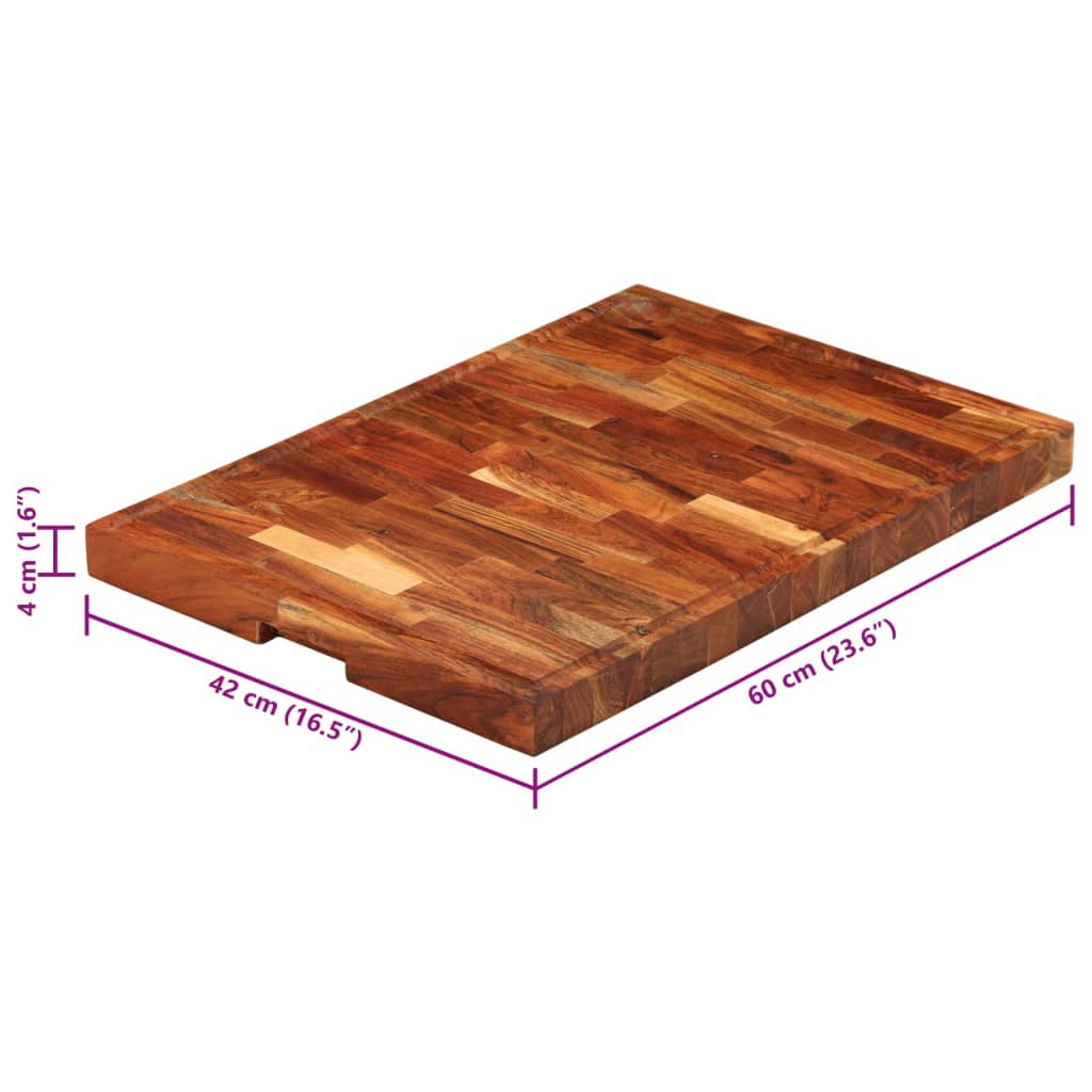 Tagliere 60x42x4 cm in Legno Massello di Acacia
