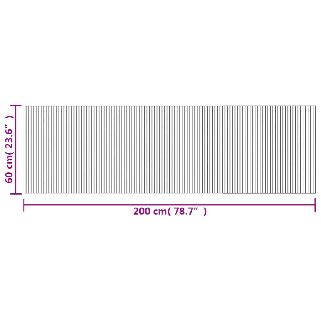Tappeto Rettangolare Naturale Chiaro 60x200 cm in Bambù