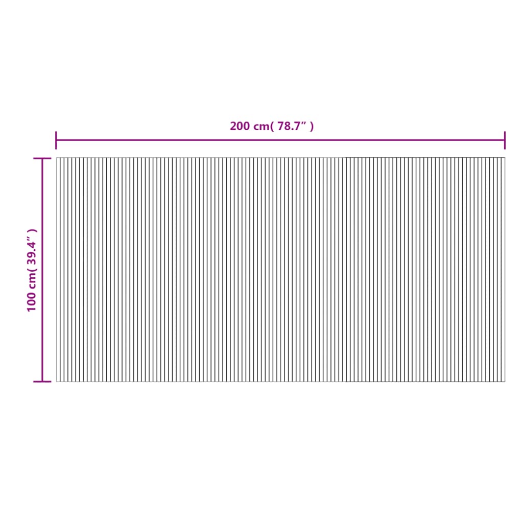 Tappeto Rettangolare Naturale Chiaro 100x200 cm in Bambù