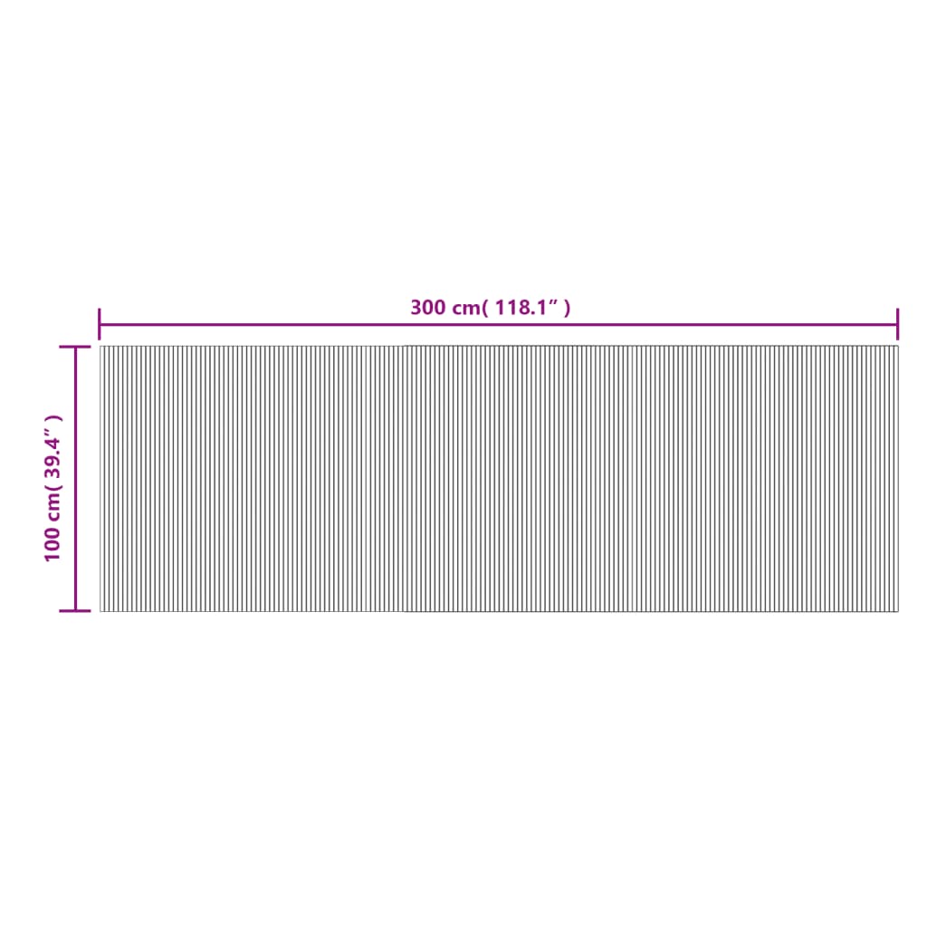 Tappeto Rettangolare Naturale Chiaro 100x300 cm in Bambù
