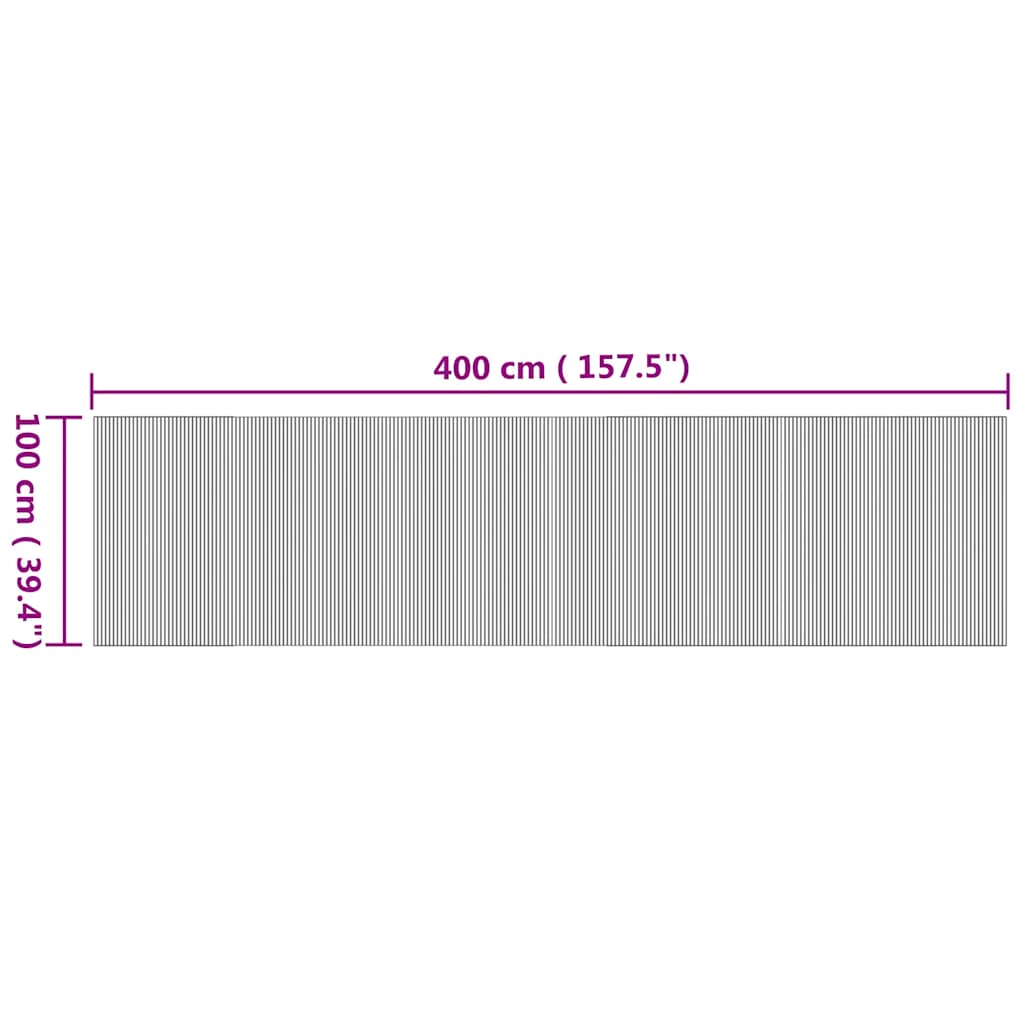 Tappeto Rettangolare Naturale 100x400 cm in Bambù