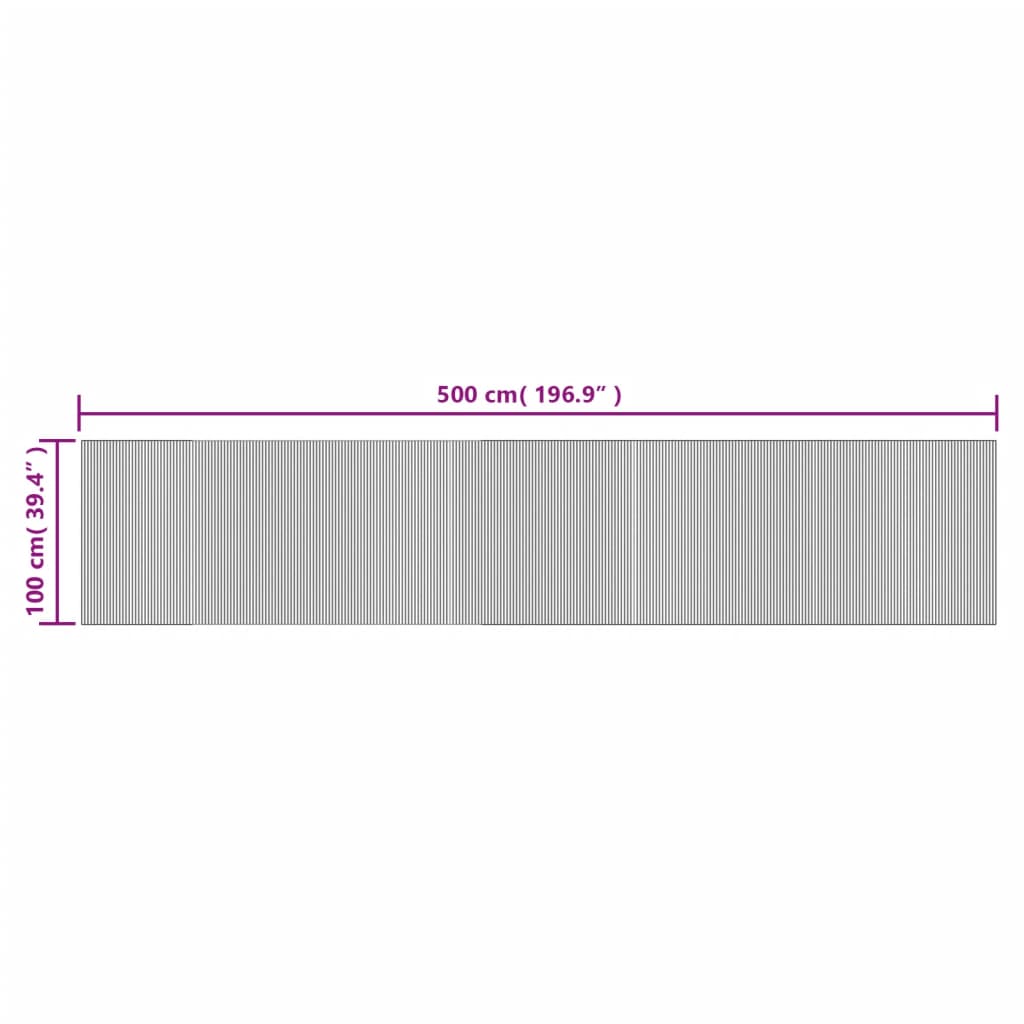 Tappeto Rettangolare Nero 100x500 cm in Bambù
