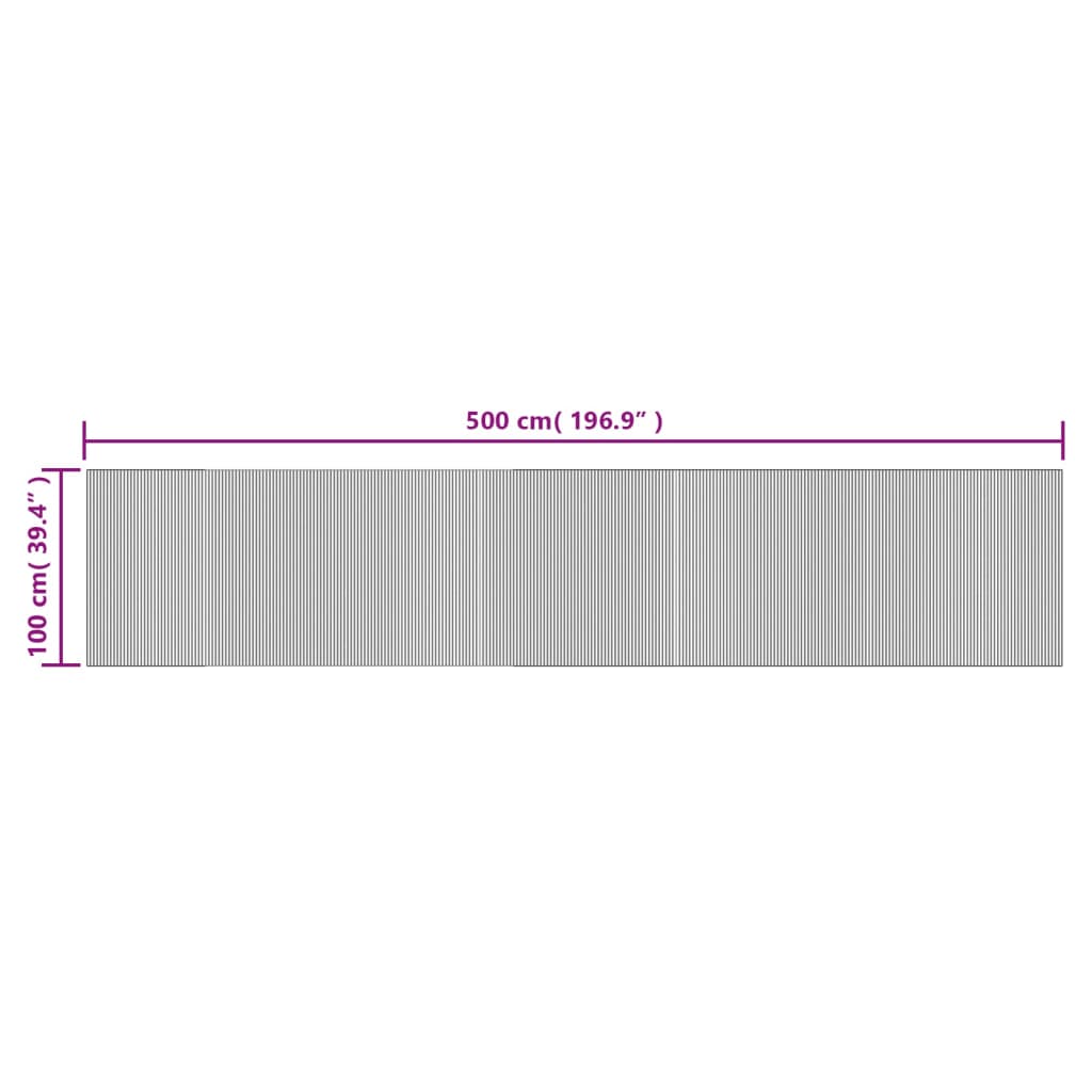Tappeto Rettangolare Grigio 100x500 cm in Bambù