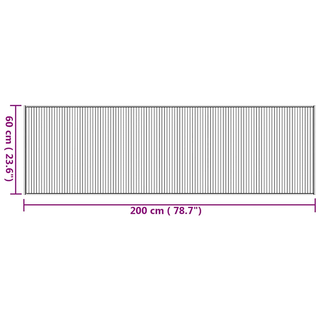 Tappeto Rettangolare Naturale 60x200 cm in Bambù