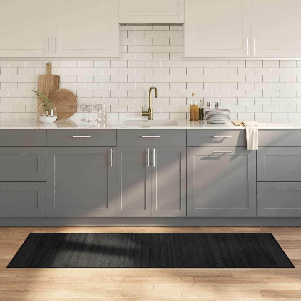 Tappeto Rettangolare Nero 70x200 cm in Bambù