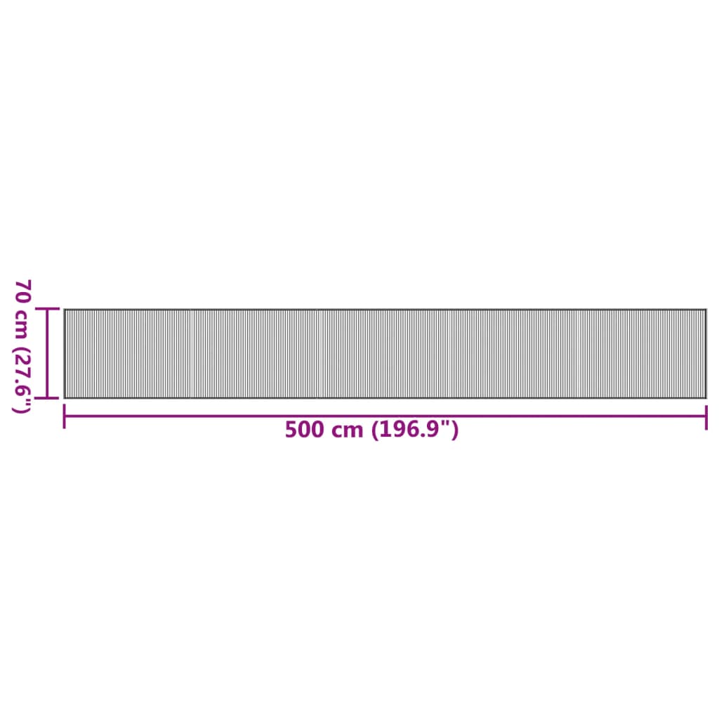 Tappeto Rettangolare Marrone Scuro 70x500 cm in Bambù