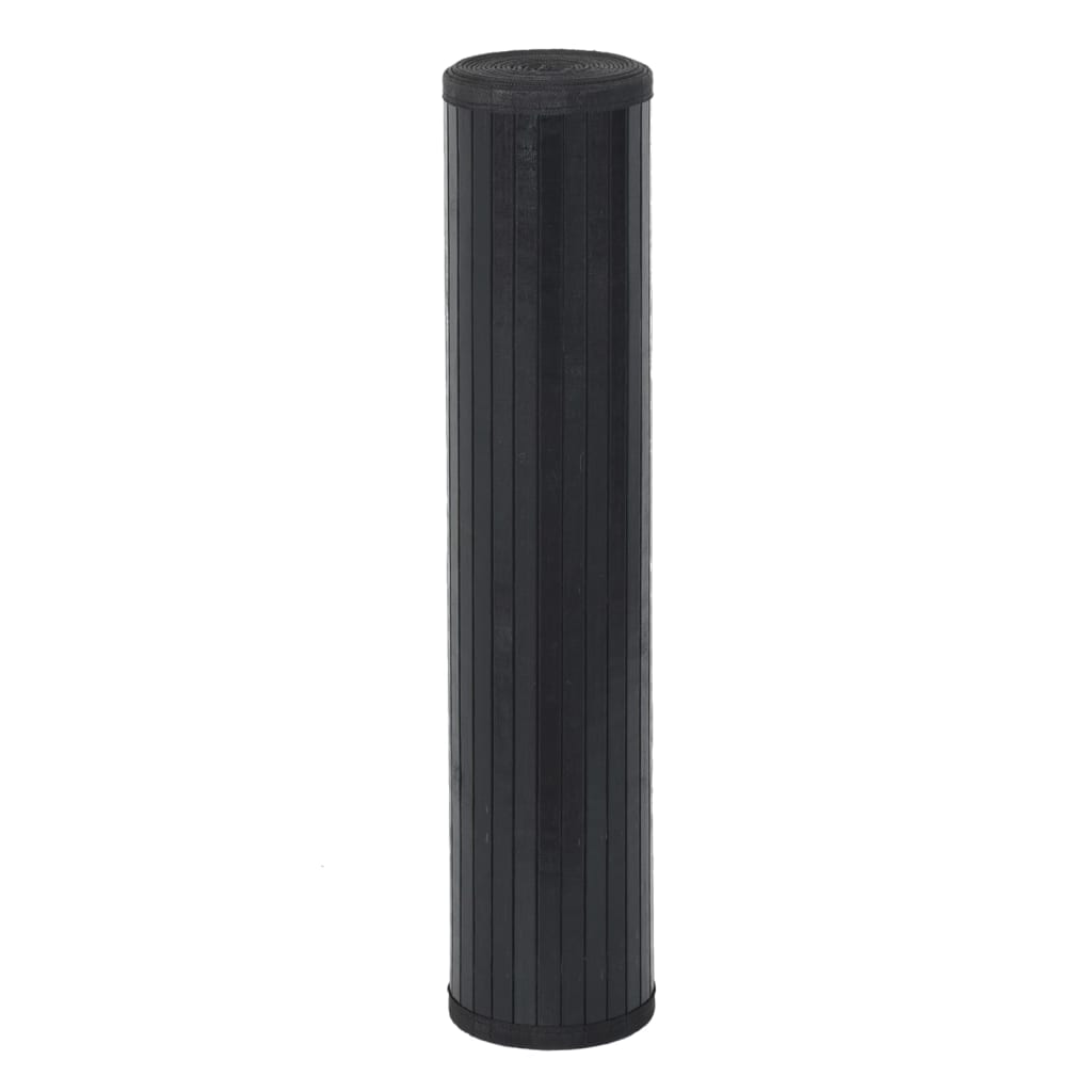 Tappeto Rettangolare Nero 100x200 cm in Bambù
