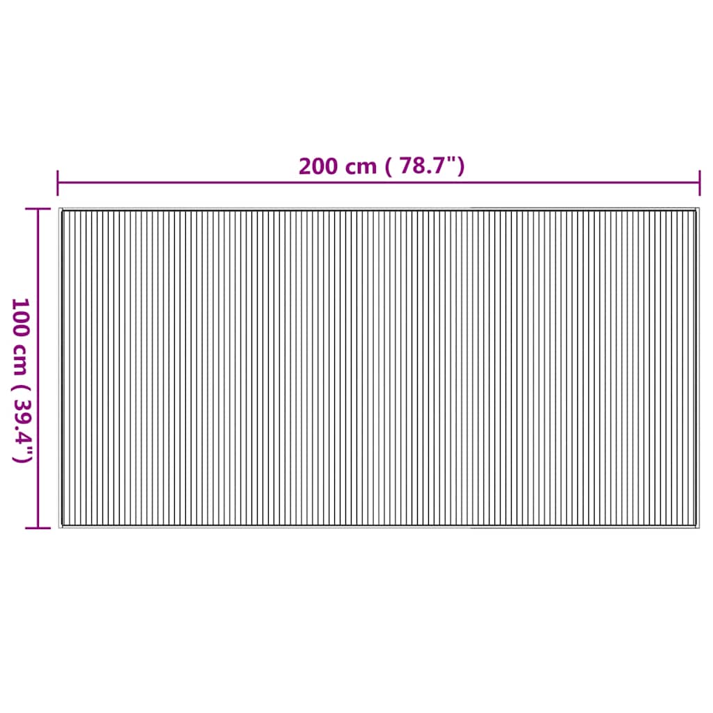 Tappeto Rettangolare Naturale 100x200 cm in Bambù