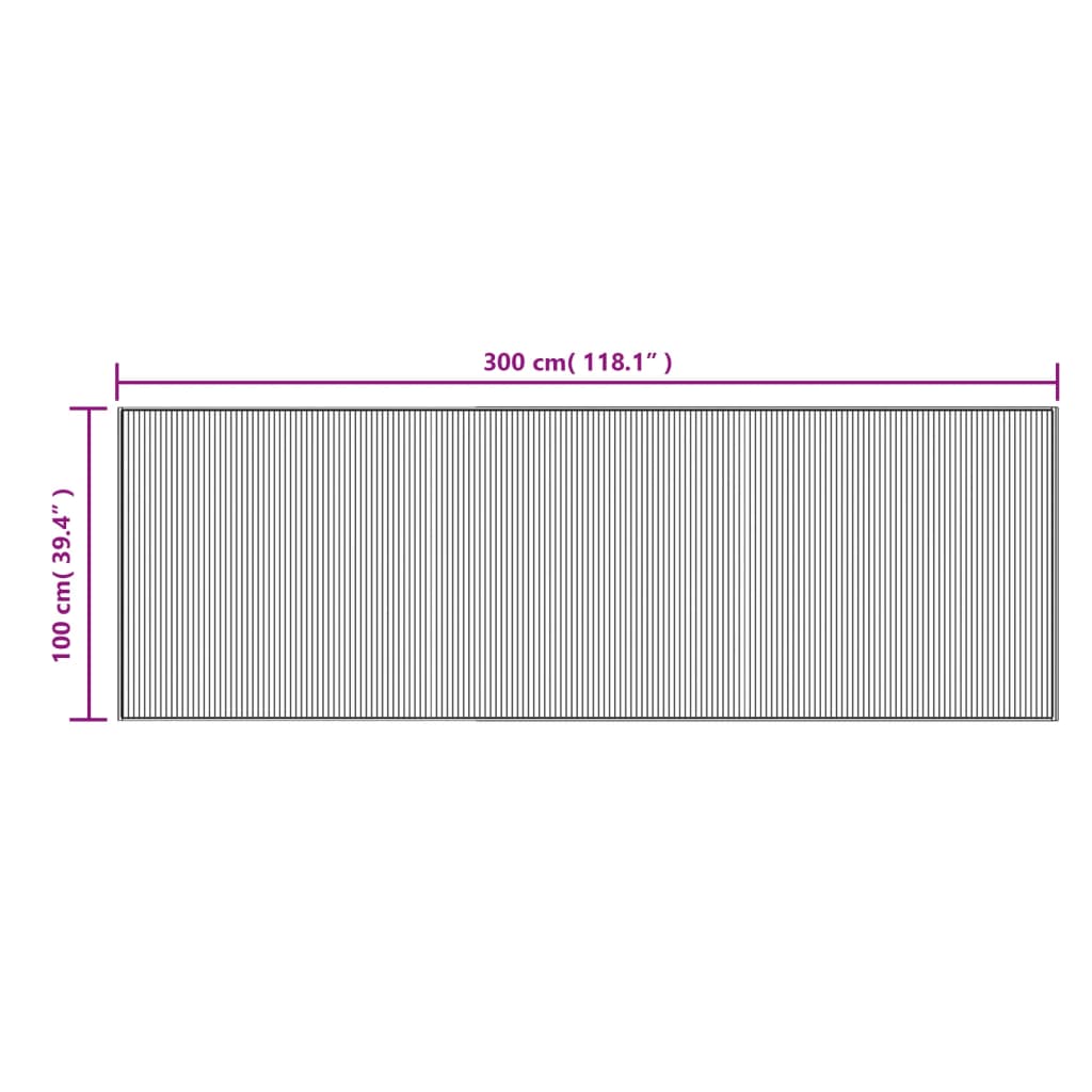 Tappeto Rettangolare Naturale Chiaro 100x300 cm in Bambù