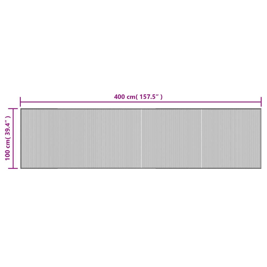 Tappeto Rettangolare Nero 100x400 cm in Bambù