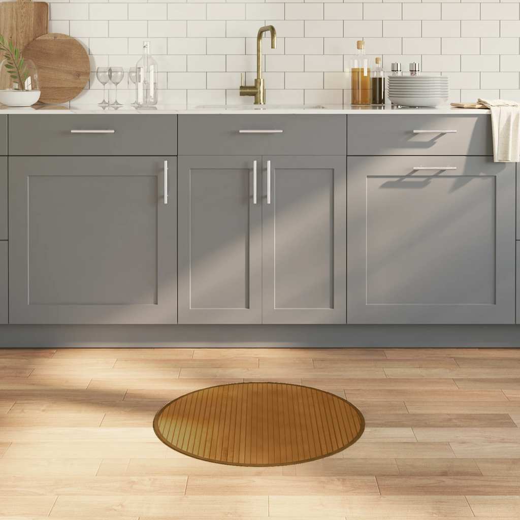 Tappeto Rotondo Marrone 60 cm in Bambù