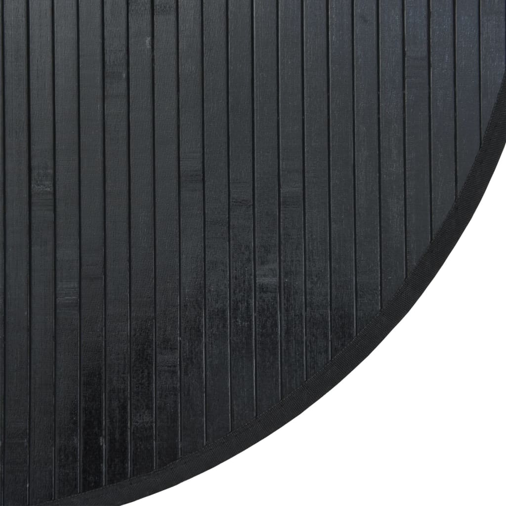 Tappeto Rotondo Nero 80 cm in Bambù