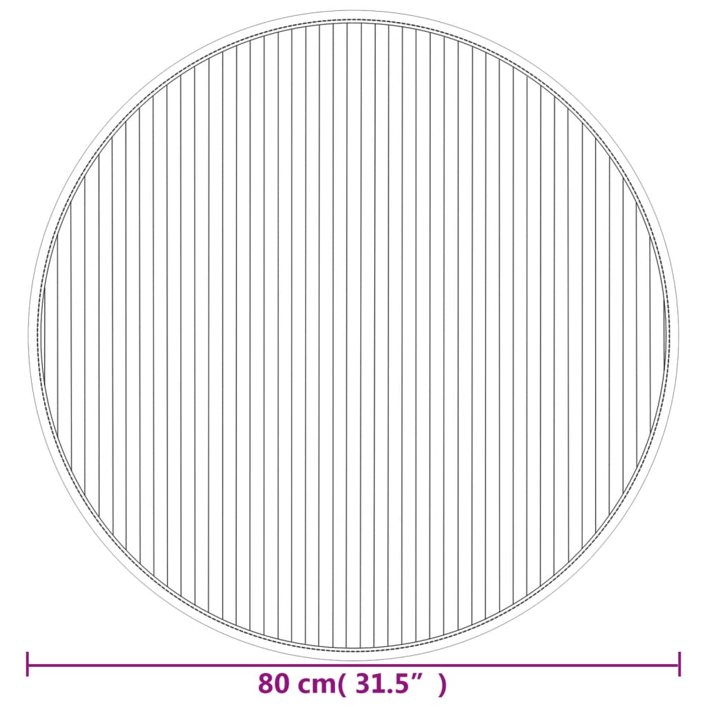 Tappeto Rotondo Nero 80 cm in Bambù