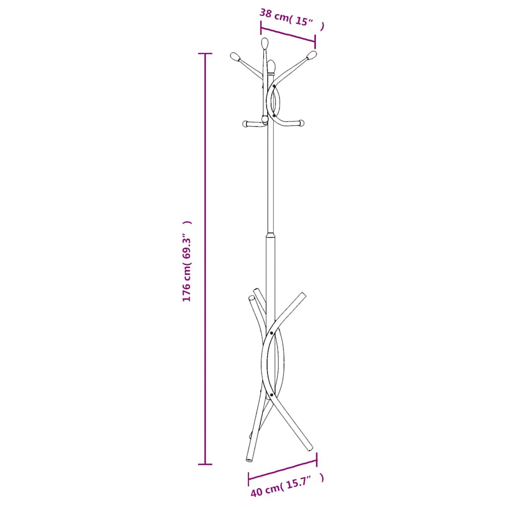 Appendiabiti Bianco 176 cm in Ferro Verniciato a Polvere