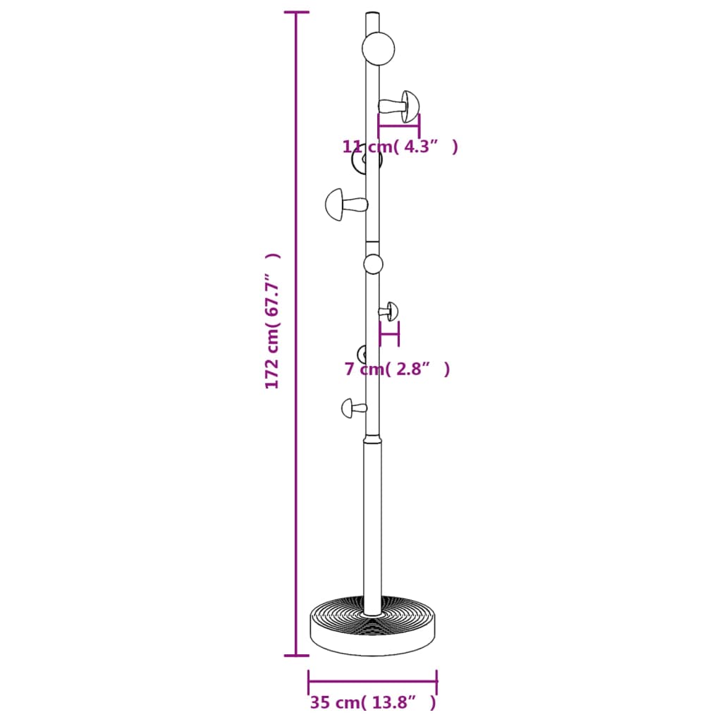 Appendiabiti Rosa 172 cm in Ferro Verniciato a Polvere