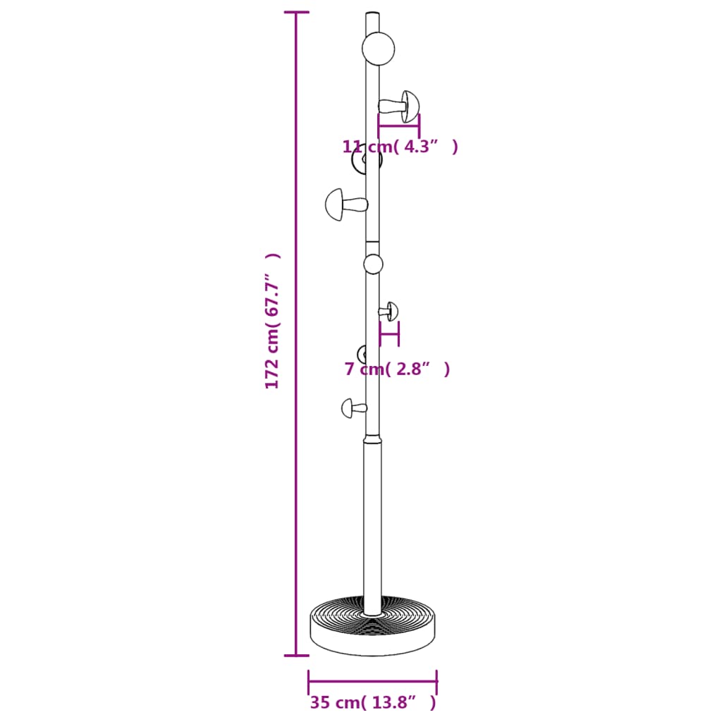 Appendiabiti Blu 172 cm in Ferro Verniciato a Polvere