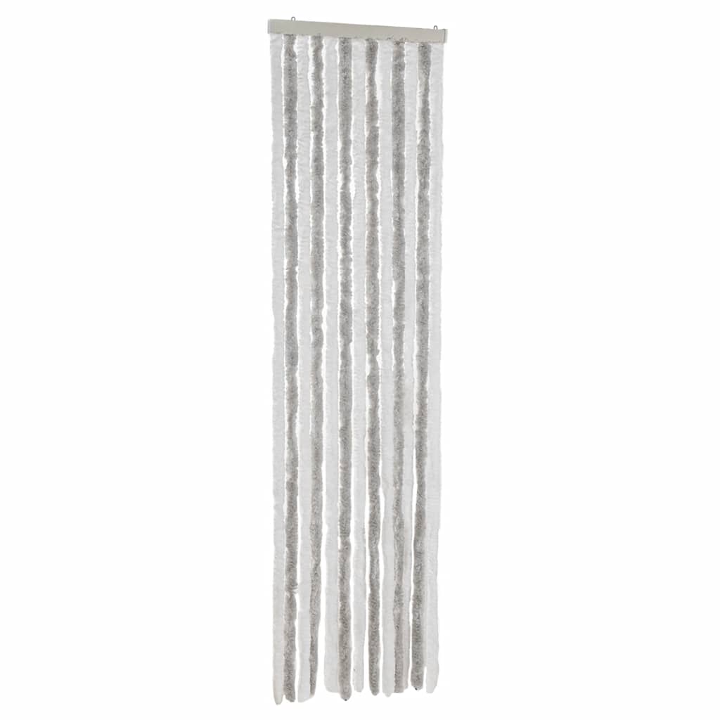 Tenda Antimosche Grigio Chiaro e Bianco 56x185 cm in Ciniglia