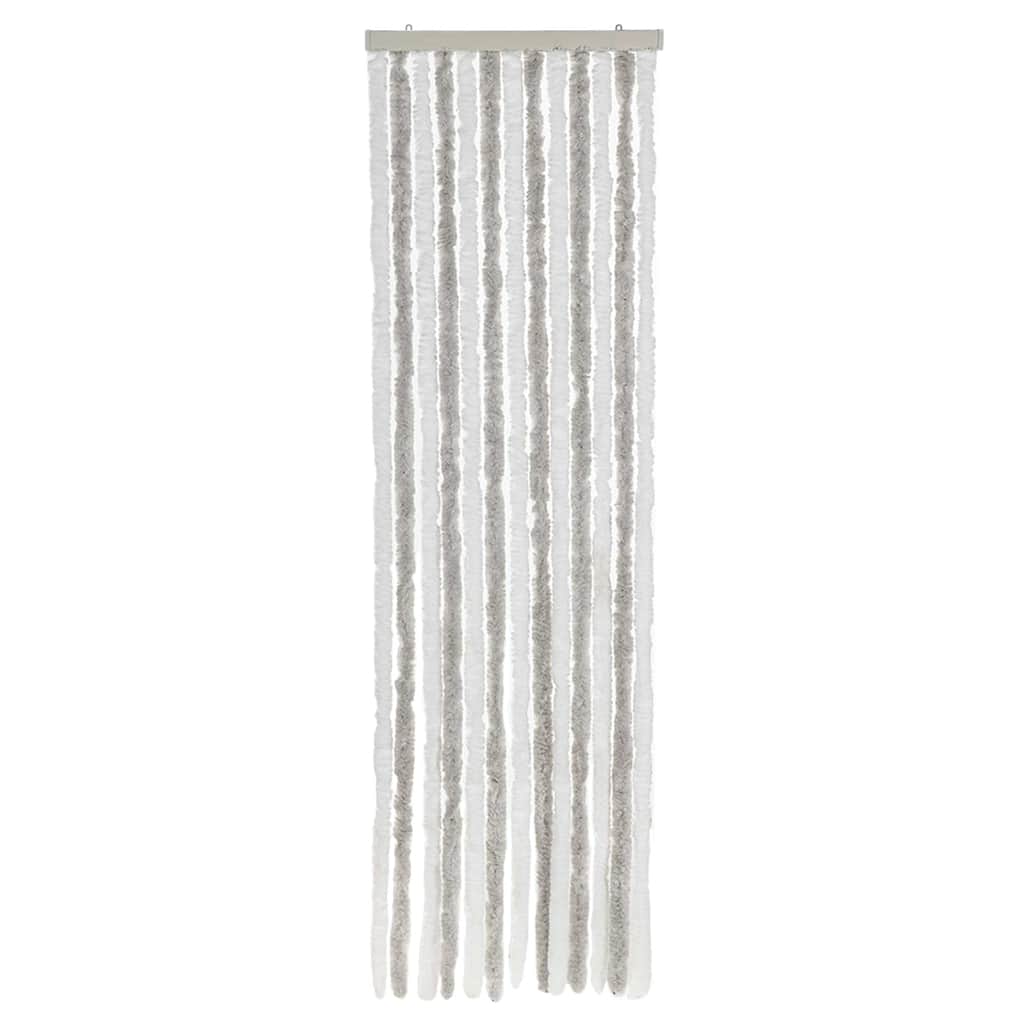 Tenda Antimosche Grigio Chiaro e Bianco 56x185 cm in Ciniglia