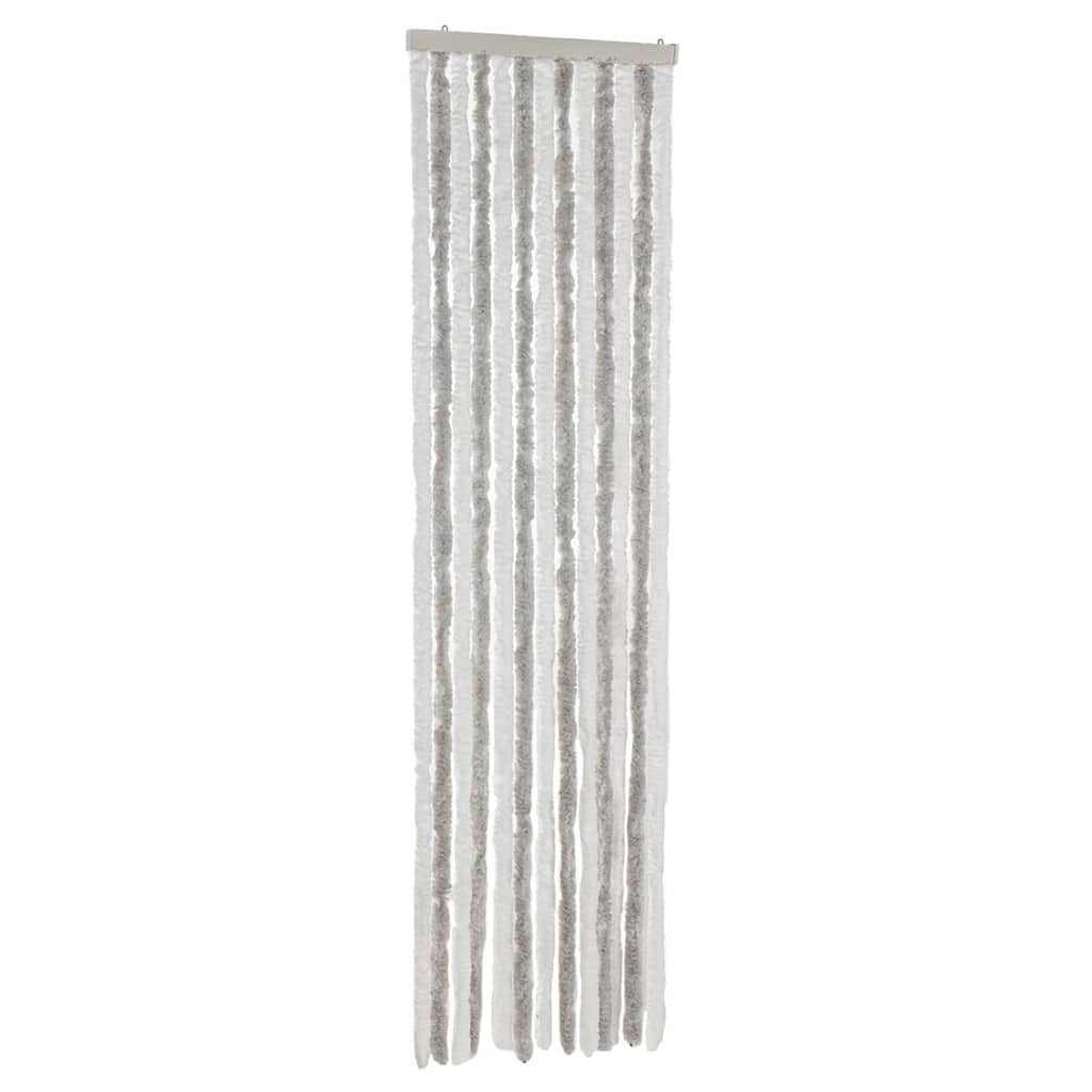Tenda Antimosche Grigia Chiaro e Bianca 56x200 cm in Ciniglia