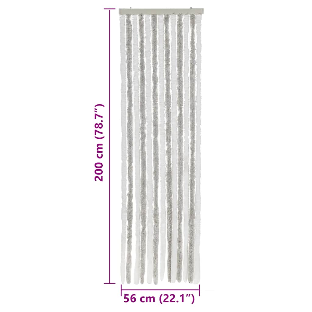 Tenda Antimosche Grigia Chiaro e Bianca 56x200 cm in Ciniglia