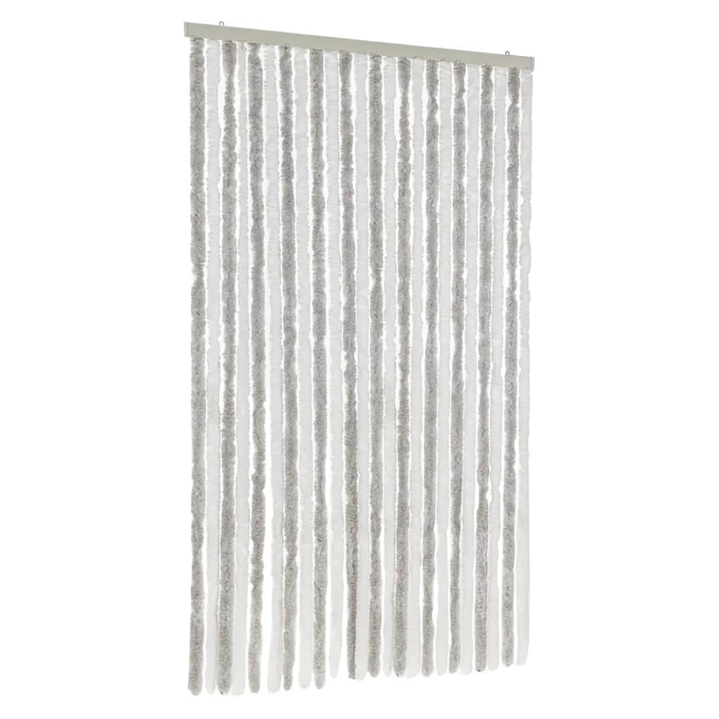 Tenda Antimosche Grigia Chiaro e Bianca 100x220 cm in Ciniglia