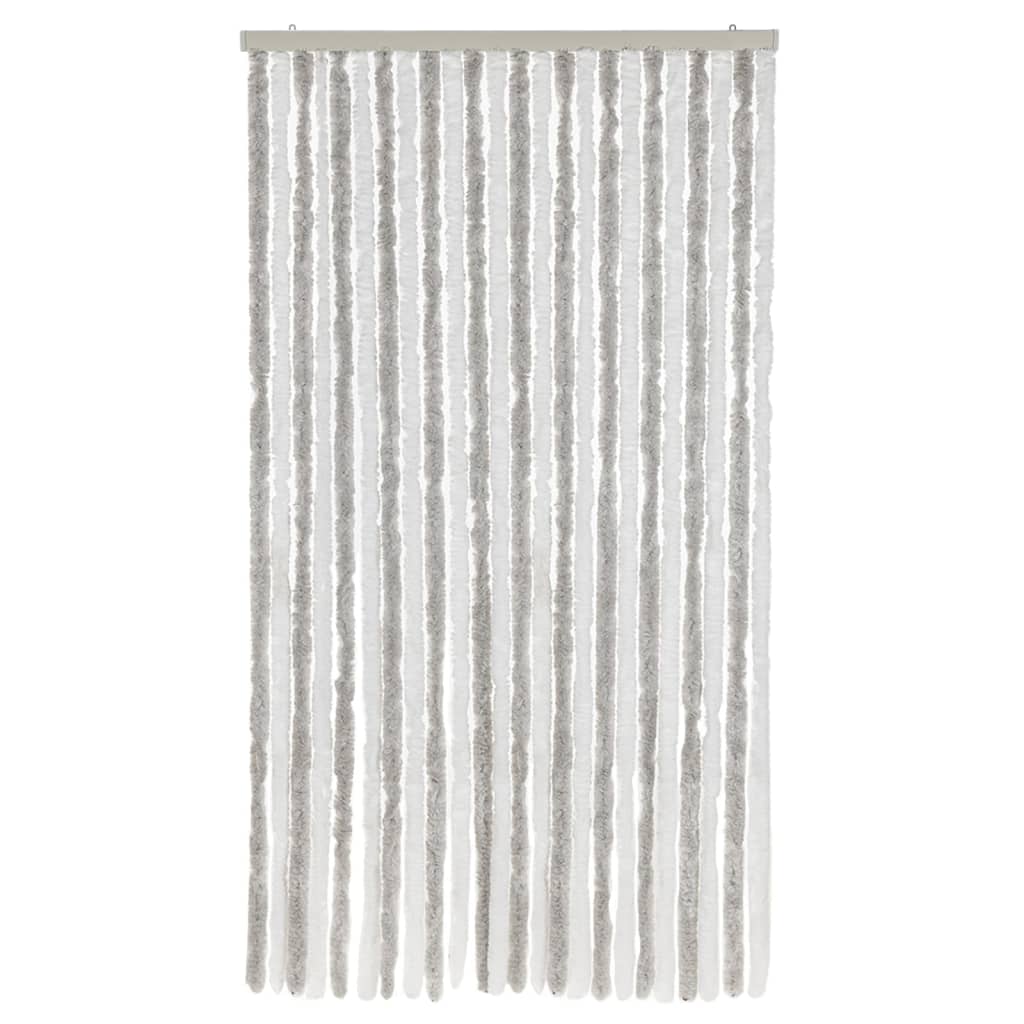 Tenda Antimosche Grigia Chiaro e Bianca 100x220 cm in Ciniglia