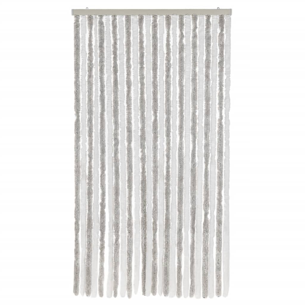 Tenda Antimosche Grigia Chiaro e Bianca 100x230 cm in Ciniglia