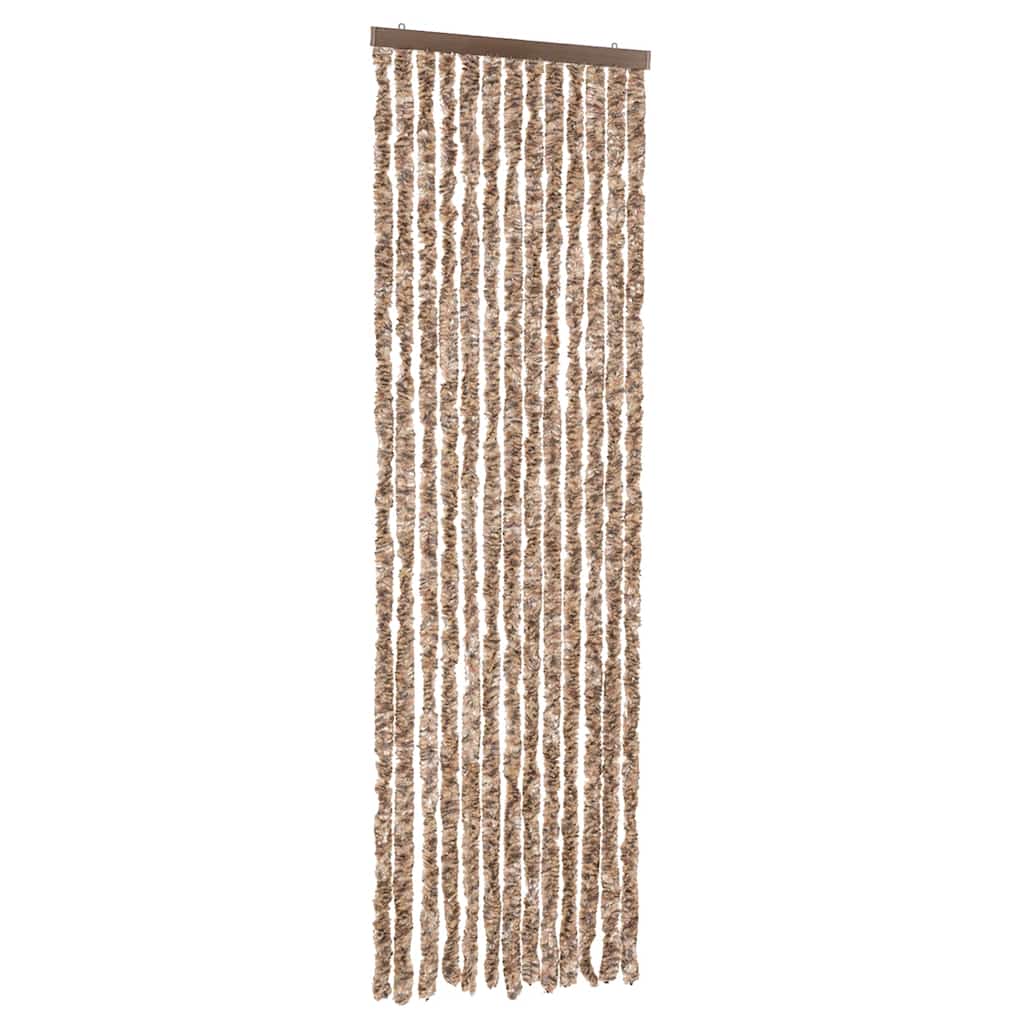 Tenda Antimosche Beige e Marrone Scuro 56x185 cm in Ciniglia