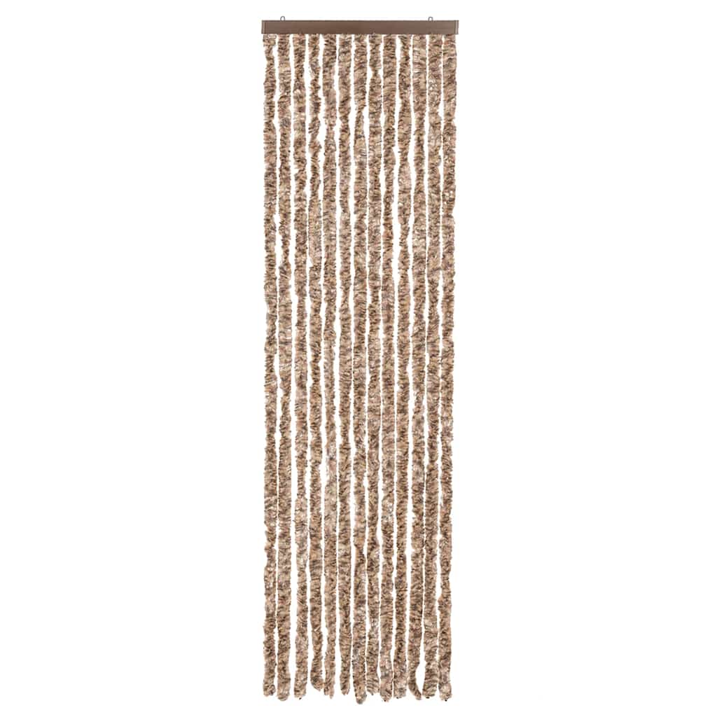 Tenda Antimosche Beige e Marrone Scuro 56x185 cm in Ciniglia