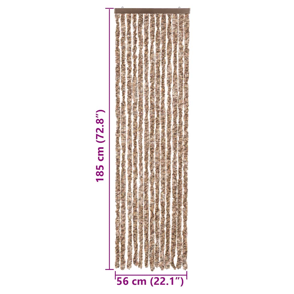 Tenda Antimosche Beige e Marrone Scuro 56x185 cm in Ciniglia