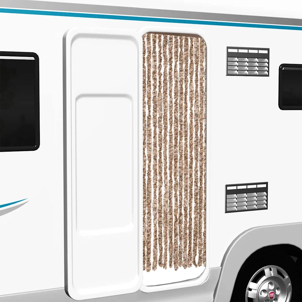 Tenda Antimosche Beige e Marrone Scuro 56x200 cm in Ciniglia