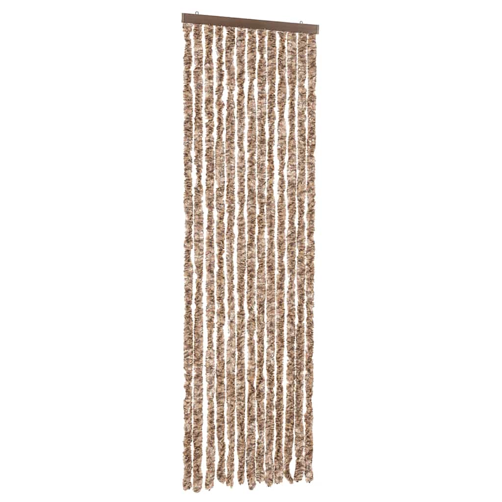 Tenda Antimosche Beige e Marrone Scuro 56x200 cm in Ciniglia
