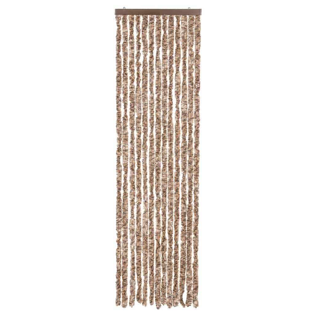Tenda Antimosche Beige e Marrone Scuro 56x200 cm in Ciniglia