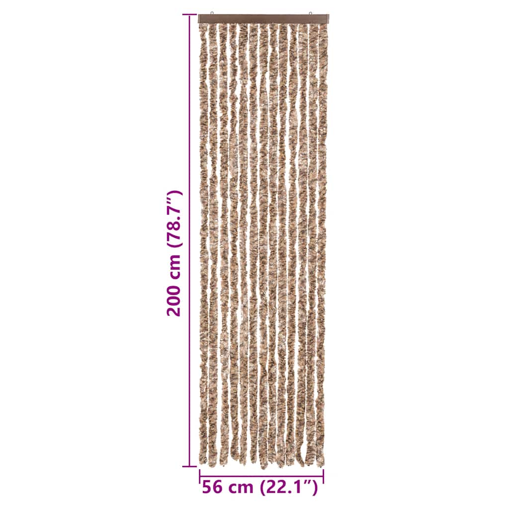 Tenda Antimosche Beige e Marrone Scuro 56x200 cm in Ciniglia