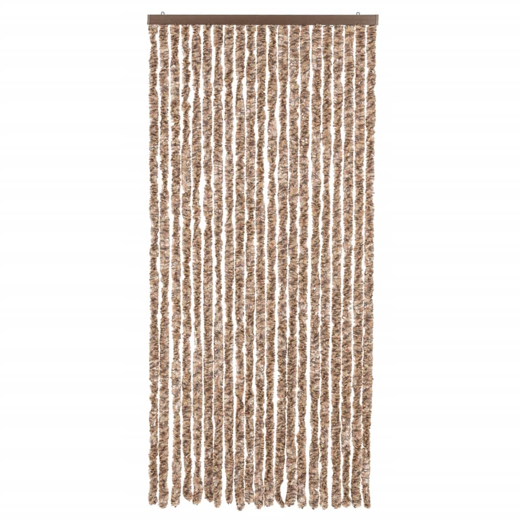 Tenda Antimosche Beige e Marrone Scuro 90x200 cm in Ciniglia