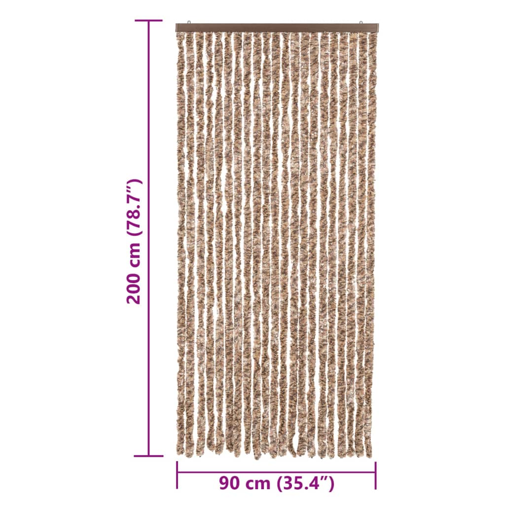 Tenda Antimosche Beige e Marrone Scuro 90x200 cm in Ciniglia
