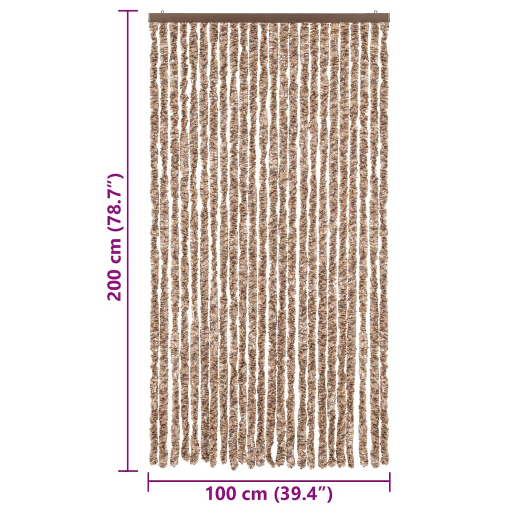 Tenda Antimosche Beige e Marrone Scuro 100x200 cm in Ciniglia