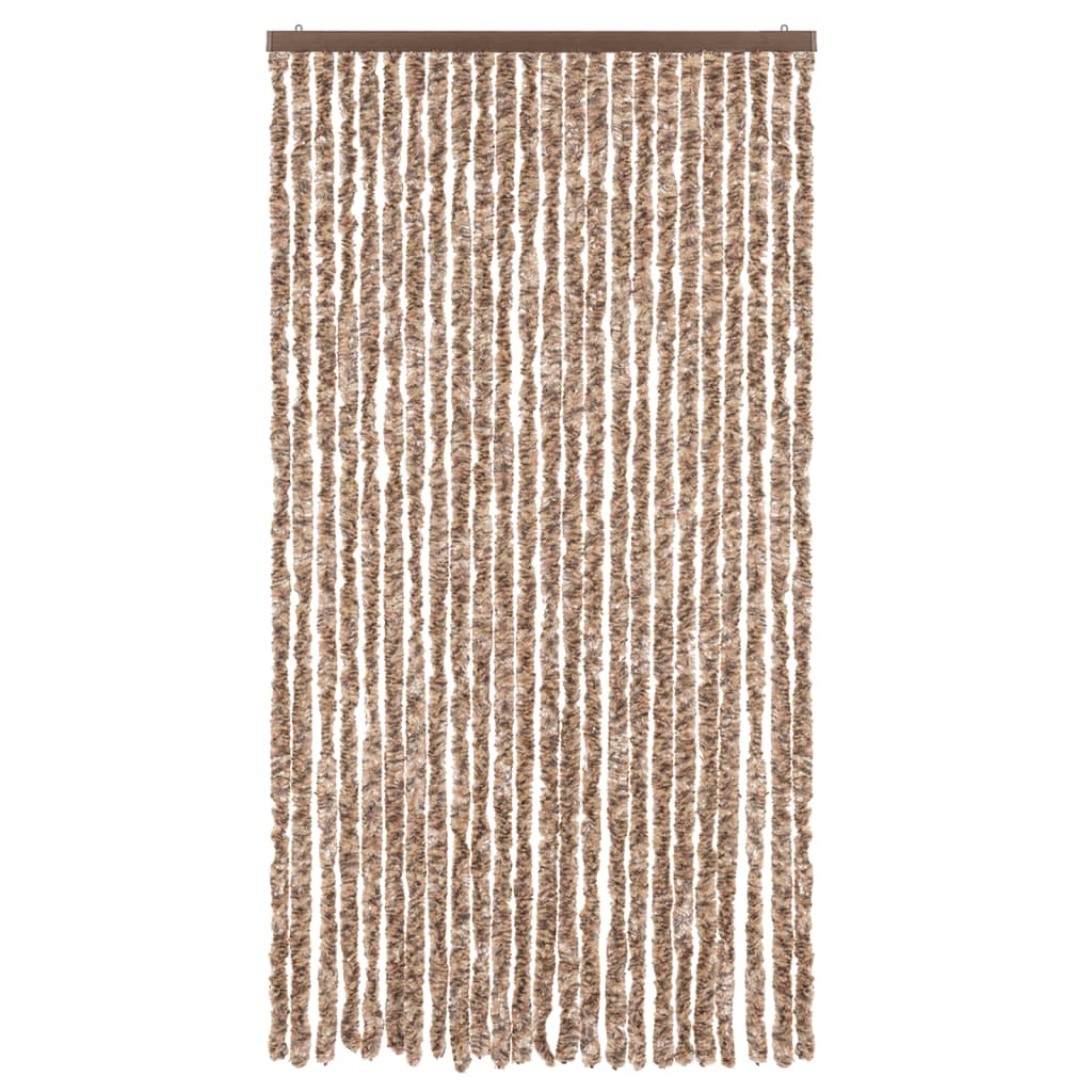 Tenda Antimosche Beige e Marrone Scuro 100x220 cm in Ciniglia
