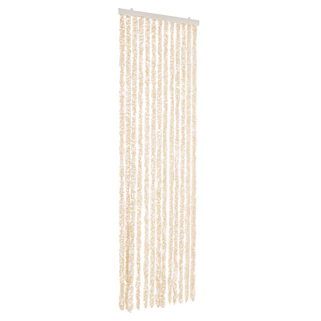 Tenda Antimosche Beige e Bianca 56x185 cm in Ciniglia