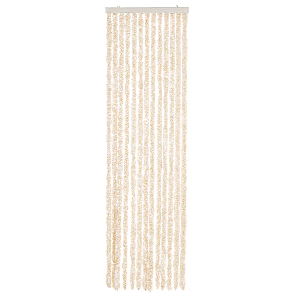 Tenda Antimosche Beige e Bianca 56x200 cm in Ciniglia