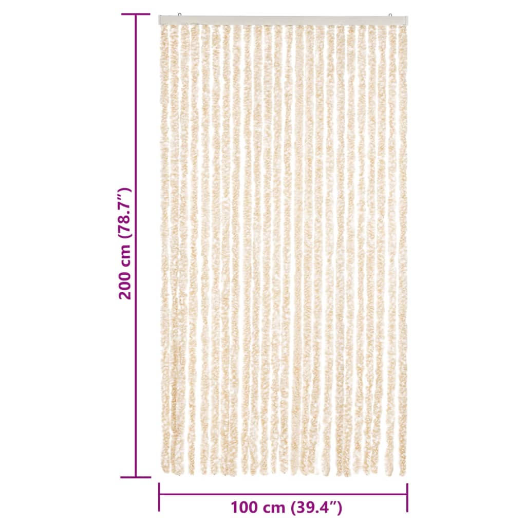 Tenda Antimosche Beige e Bianca 100x200 cm in Ciniglia